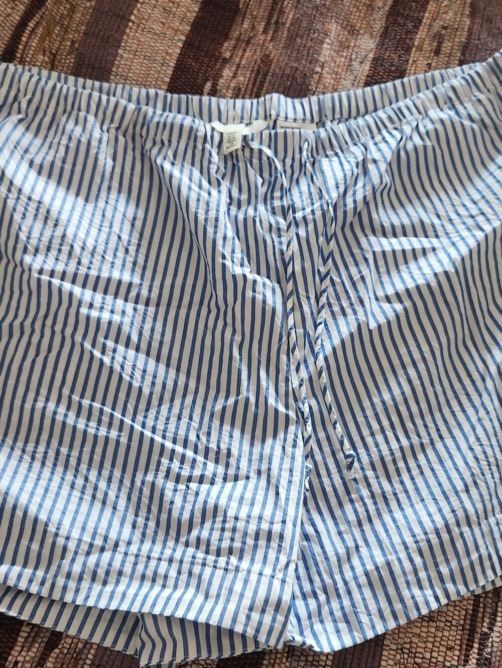 Blue and White Stripe Women's Boxer Shorts